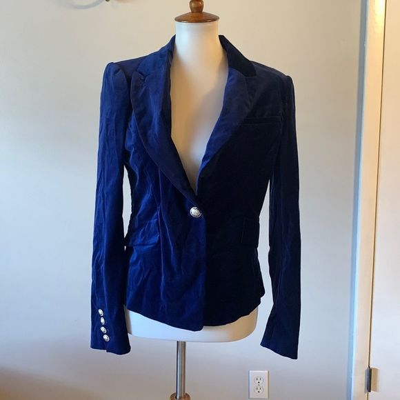 White House Black Market Jackets & Blazers - [White House Black Market] Navy Blue Velvet Blazer - Size 8 NWT